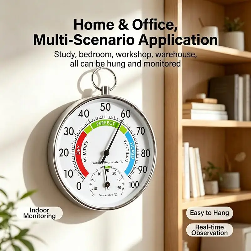 High Accuracy 2 in 1 Thermometer Hygrometer Pointer Style with 10cm Hanging Ring for Wall Desktop Hanging Use