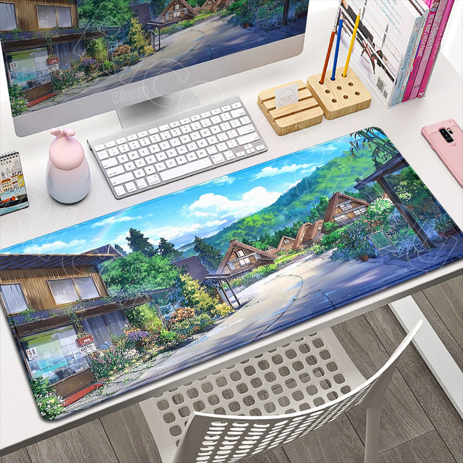 

HD Printing Anime Healing Green Landscape Mouse Pad Gamer Players Keyboard Pad Computer Gaming Office Accessories Large Desk Mat