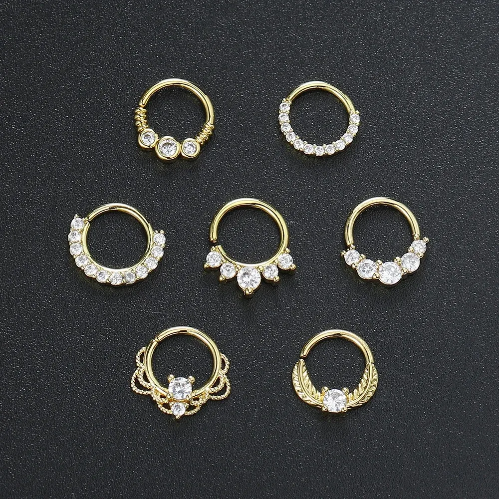 Anneaux de nez couleur or pour femmes, Punk gothique, Micro-ensemble, Zircon, Cartilage, Daith, boucles d'oreilles, Septum, anneau, corps, oreille, Piercing, bijoux