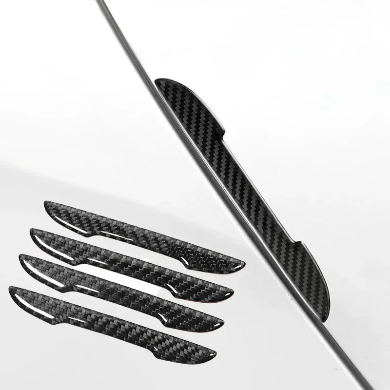 4/8pcs Car Door Protective Sticker Strip Carbon Fiber Look Anti-Collision Protector Car Door Edg Scratch-resistant Stickers New