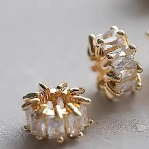 

2 шт. 8x5 мм медное позолоченное квадратное кольцо с микроинкрустацией из циркона, аксессуар из бисера, кулон, аксессуар «сделай сам»