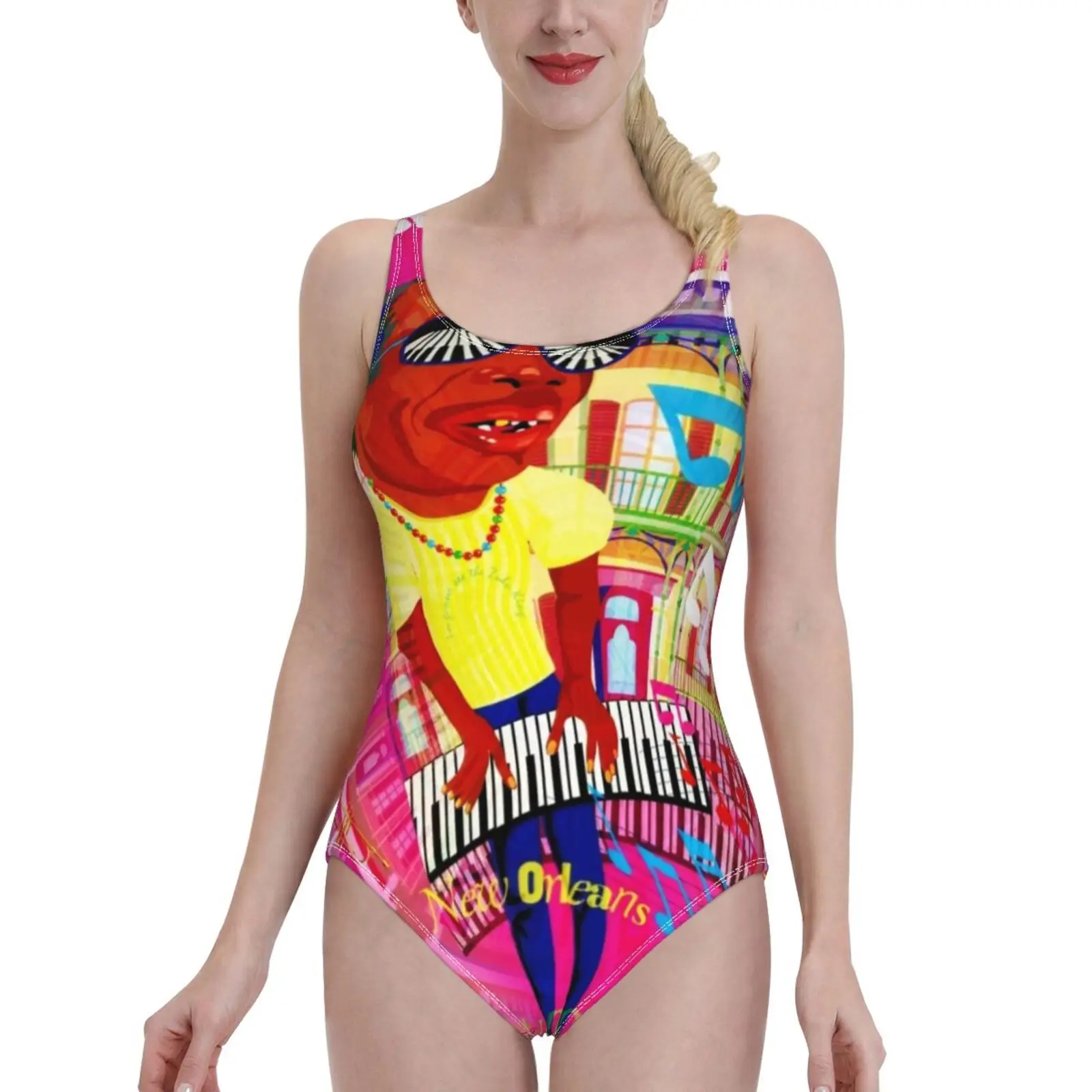 

Jazz Gumbo Professor Longhair Sexy Print Swimwear Women One Piece Swimsuit Female Monokini Bathing Suit Swim Wear New Orleans