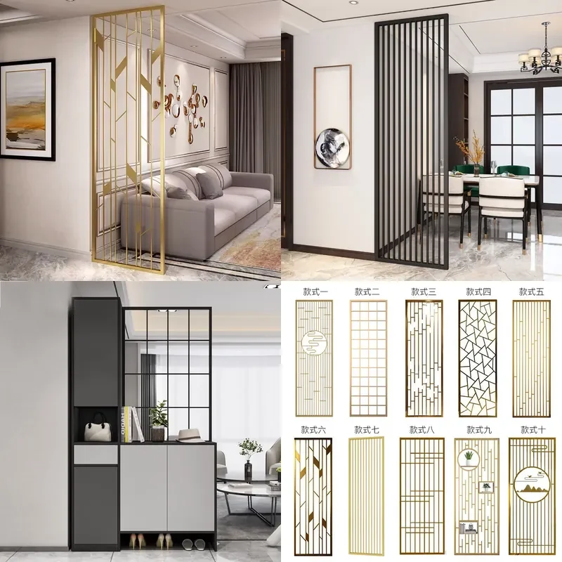 Modern Metal Lattice Room Divider Stainless Steel Hollow Screen Partition for Living Room Entrance Interior Decor