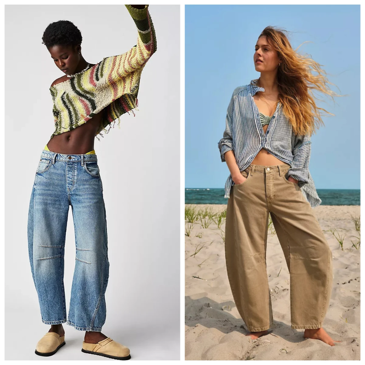 Loose Jeans Stylish Women's Gradient Color Wide Leg Jeans with Pockets Hip Hop Retro Denim Trousers for Ladies Mid Waist Ankle