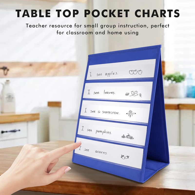 Desktop Pocket Chart Double-Sided And Self-Standing Mini Pocket Chart Stand For Individual Or Small Group (43X 33Cm)