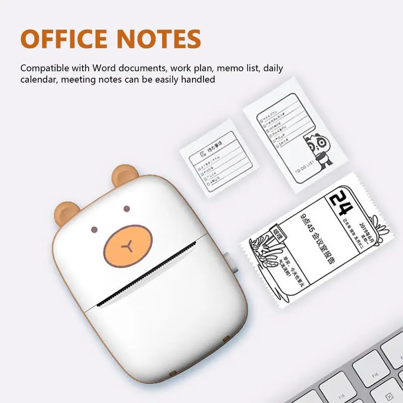 Mini Portable Printer Pocket Inkless Printer With 6 Rolls Thermal Paper Inkless Printer For Label Receipt Photo Notes Todo List