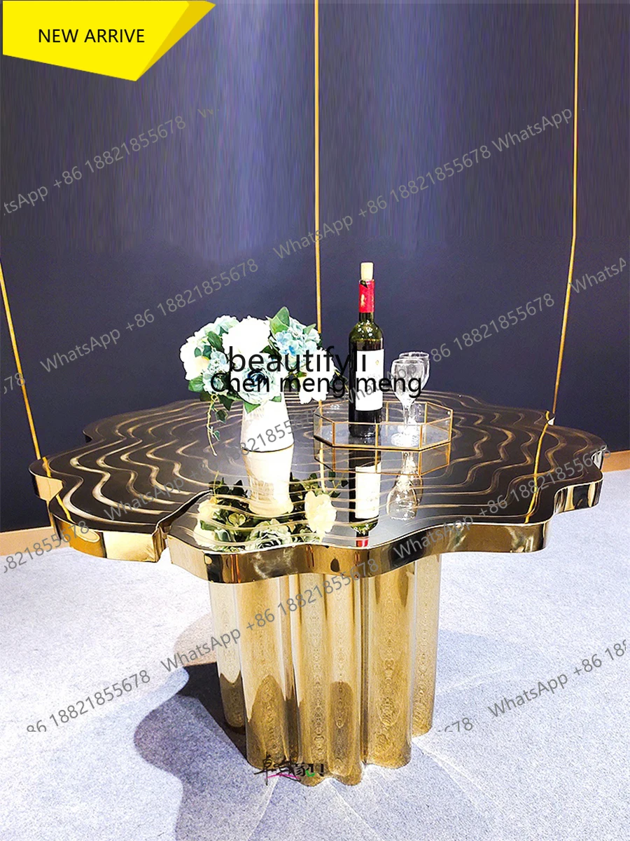 

Круглый стол zz185 из нержавеющей стали с гальваническим зеркальным покрытием и металлическим дизайном для небольшой гостиной/дома