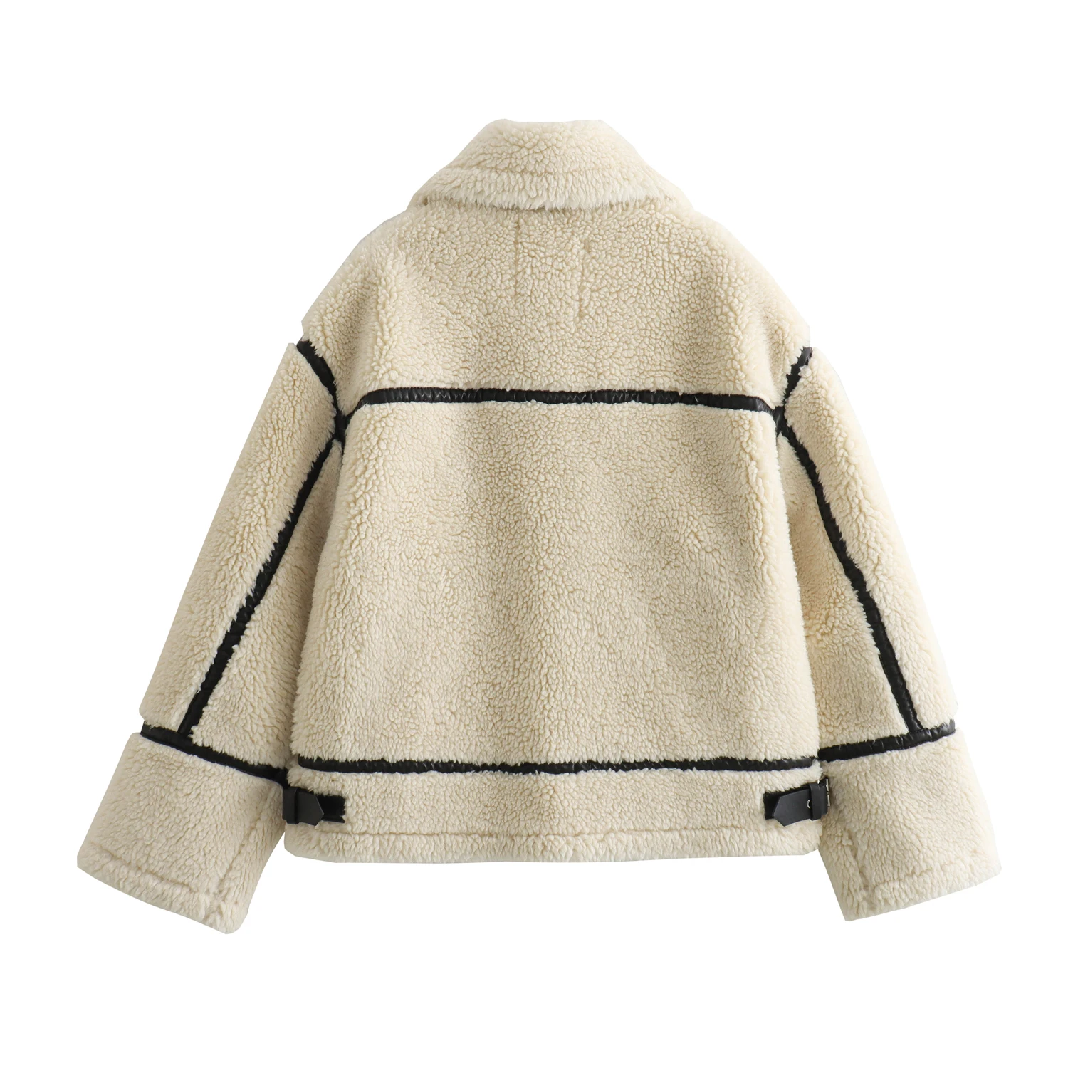 Autumn New Women's European and American Style Artificial Fur Effect Motorcycle Jacket Coat with Fur Integration Casual Outwear
