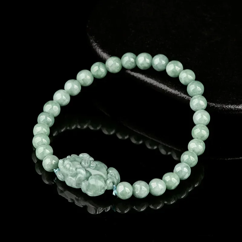 Bracelet en jadéite naturelle avec pierres précieuses vert foncé pour homme et femme, accessoires sympas haut de gamme, cadeaux promotionnels Olizing Attention, 6mm