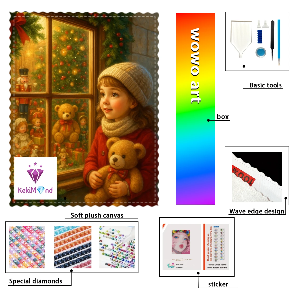 

【kekim_ Diamond Art】Christmas girl and her bear 100% resin FD+ab+xc Diamond Stamping Kit Perfect Masterpiece worth Buying