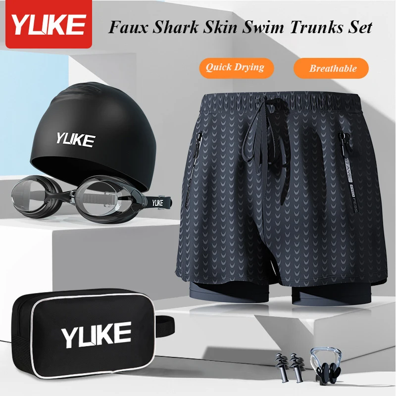 

Quick Drying Swim Trunks L to 4XL Anti Embarrassment Swimming Shorts Beach Swimsuit Short Surfing Imitation Shark Skin Trunks