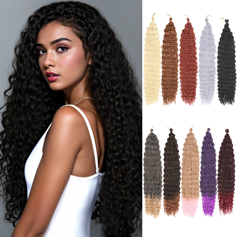 Ocean Wave Braiding Hair Extensions 22 Inch Synthetic Twist Ripple Crochet Deep Wave Braids Hair Long Deep Curly Wave Braid Hair