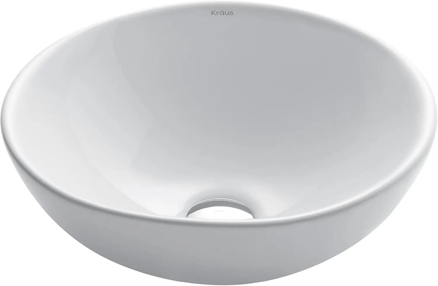 KRAUS Elavo Round Vessel White Porcelain Ceramic Bathroom Sink, 16 inch KCV-141