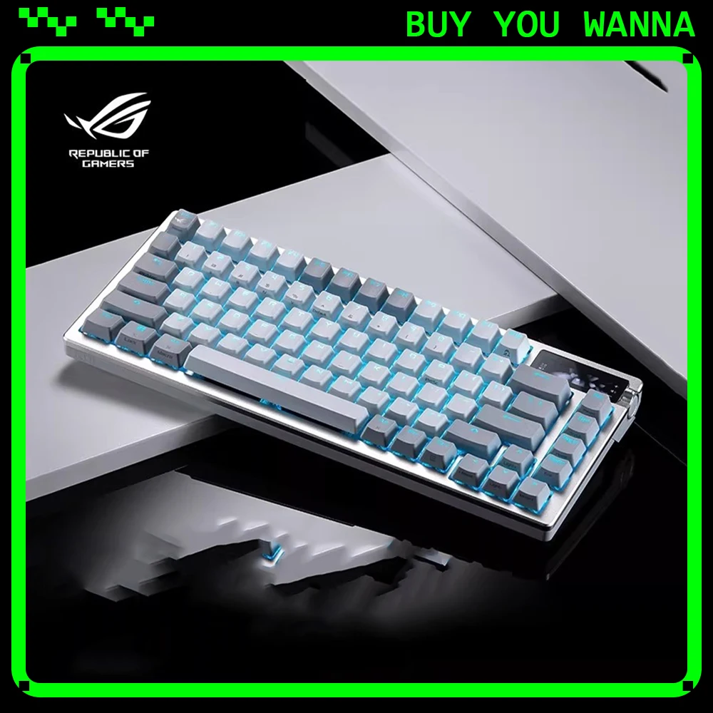 Teclado Mecânico ROG Azoth com Tela OLED 8K, Controle de Três Modos, Baixa Latência, Teclado RGB Gasket Hot Swap, Acessórios para PC