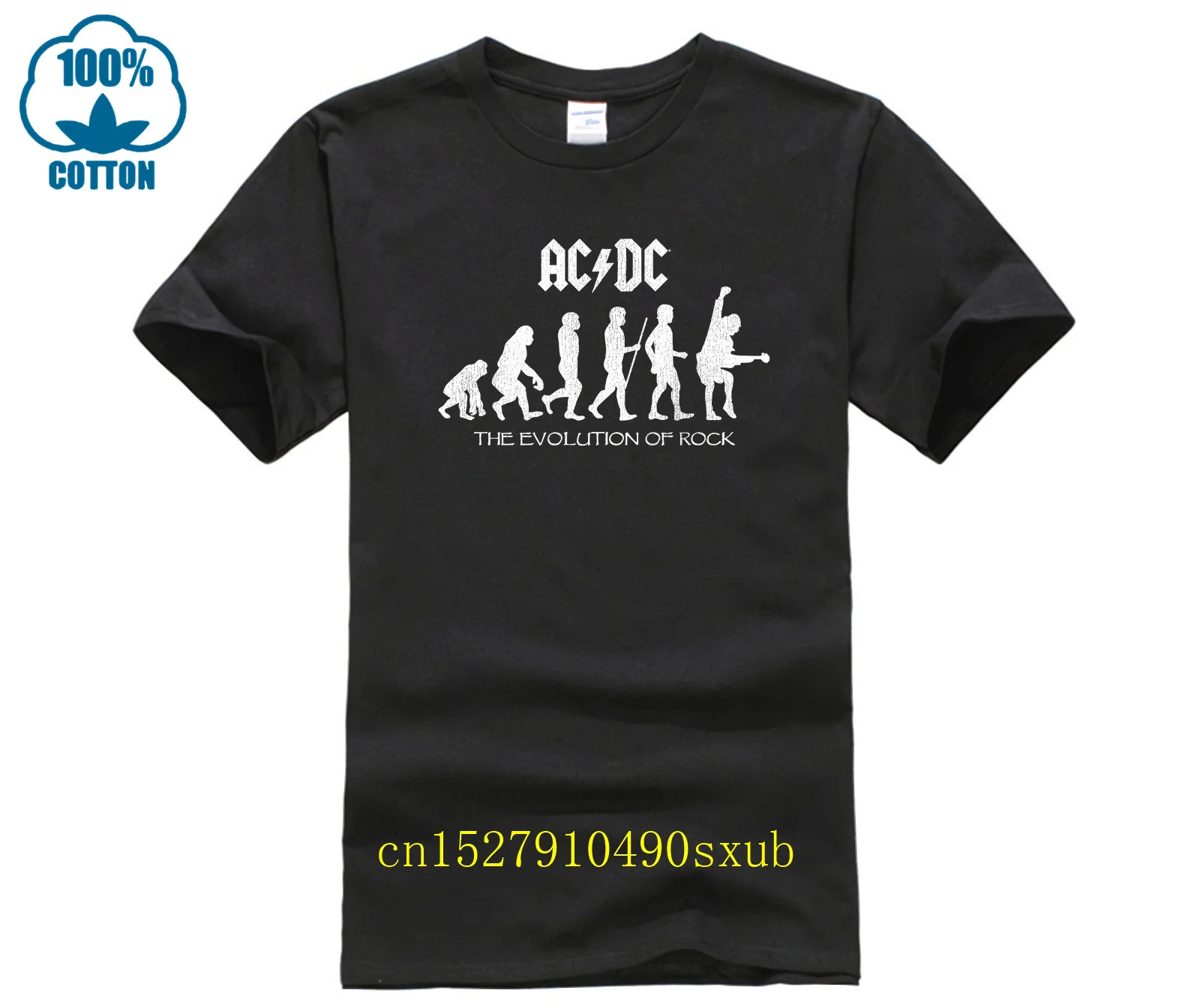 AC and DC T Shirt Mens Black Evolution Of Rock Officially Licensed Rock Band Merch