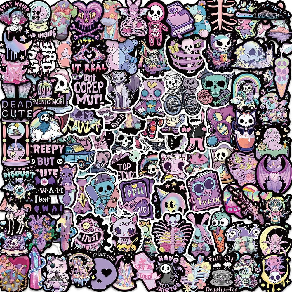 10/30/50/100PCS Purple Dark Gothic Art Magic Horror Cartoon Sticker DIY Snowboard Laptop Luggage Cartoon Graffiti Decals Sticker