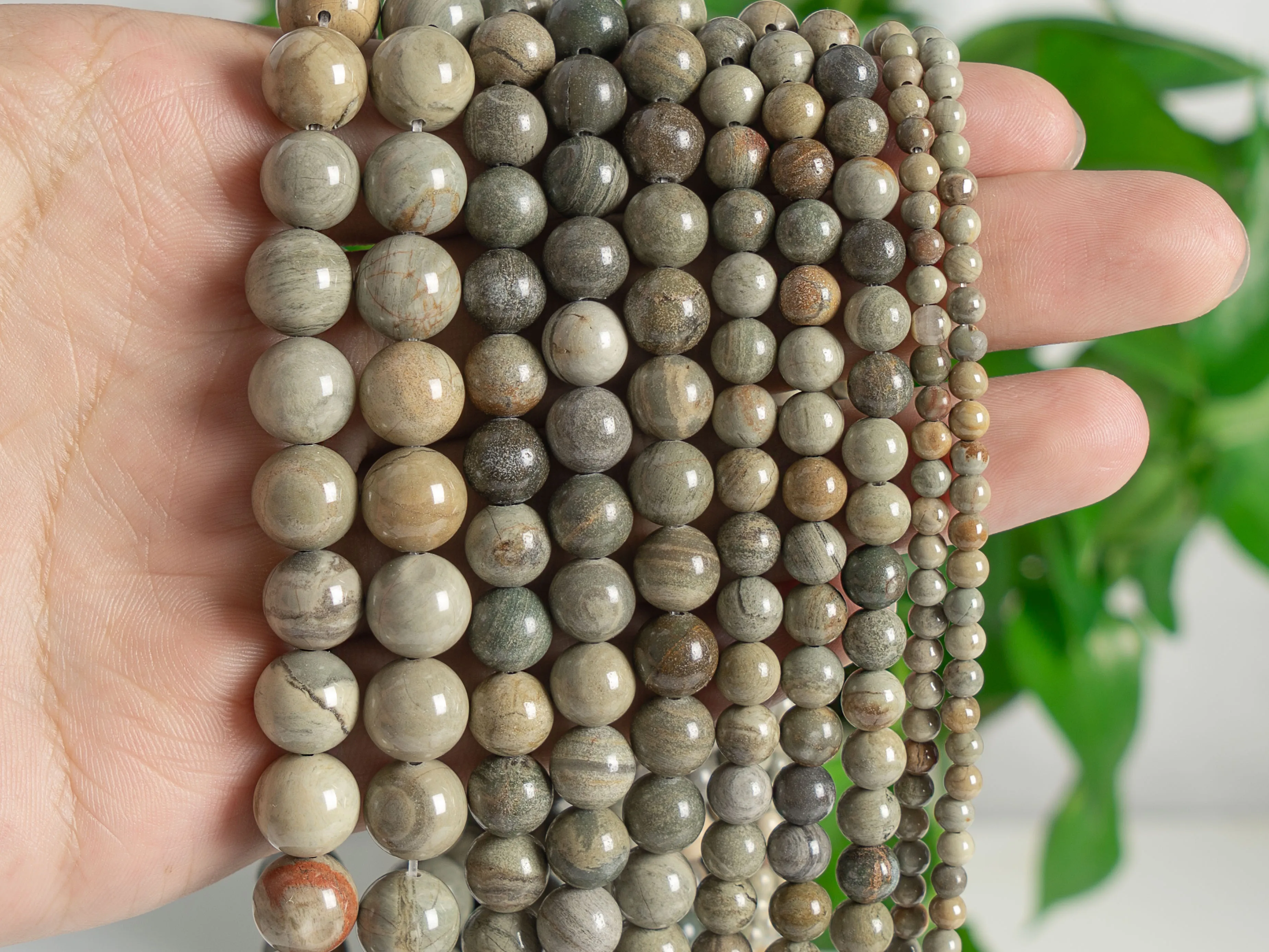 Genuine Natural Silver Leaf Jasper Beads Grade AAA Gemston  Loose Beads Round Size Options 6/8/10/12mm for Jewelry Making