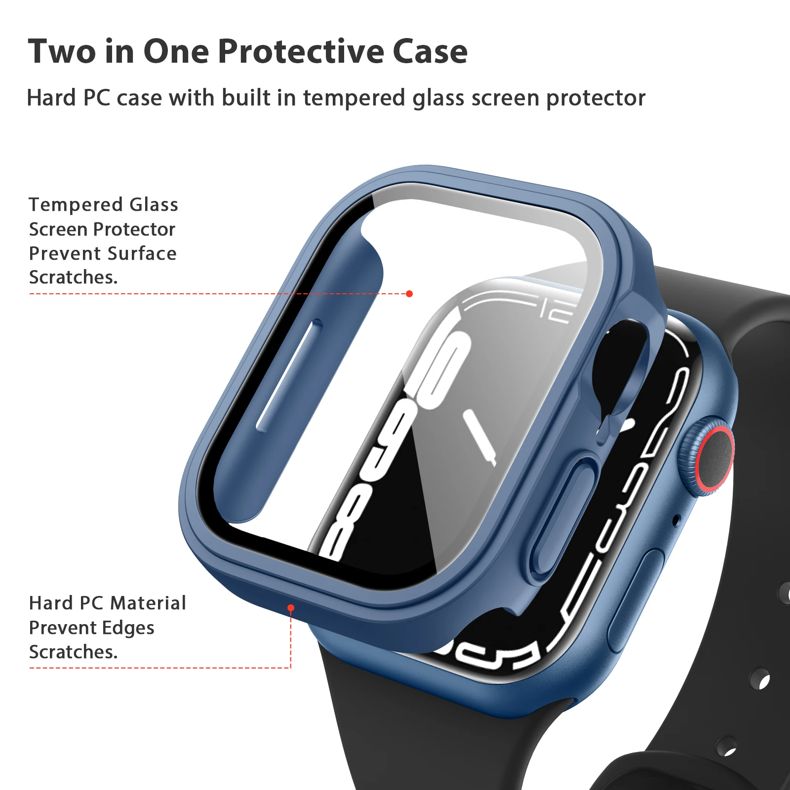 3Pcs HD Tempered Glass Case For Apple Watch 7 6 5 4 SE Cover With Glass For iwatch 45mm 41mm 44mm 40mm 42mm Cover Double Layer