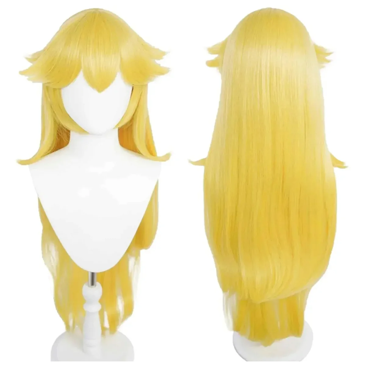 Gelbe Prinzessinnen-Perücke, Pfirsich-Perücke, Anime-Prinzessinnen-Perücke, lange gewellte Halloween-Cosplay-Perücke, gelbe Kostümparty-Perücken