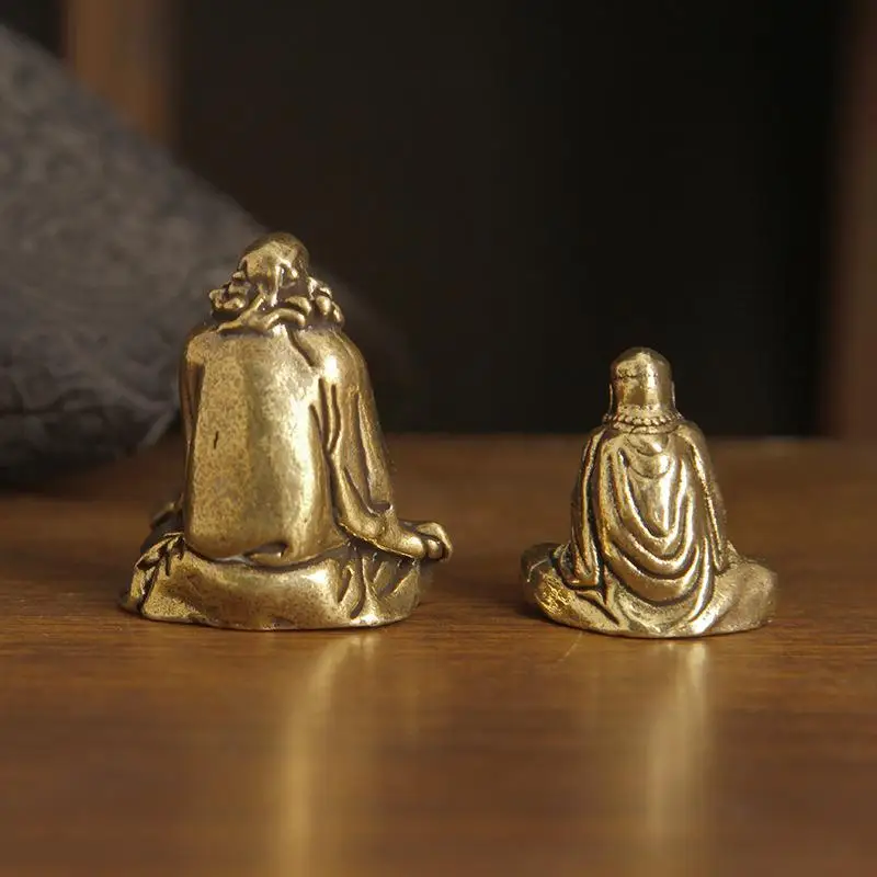 New Vintage Brass Zen Meditation Figurine Hand-Cast Antique Tea Pet For Desk Tea Table & Mindful Space Decor