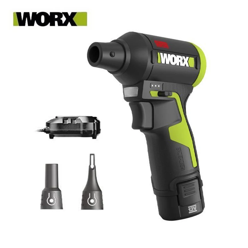 

WORX WU094 12В Бесщеточный аккумуляторный электрический циклонный пылесос-воздуходувка с турбонаддувом, ручной струйный вентилятор с бесступенчатой регулировкой скорости, инструмент для сдувания пыли
