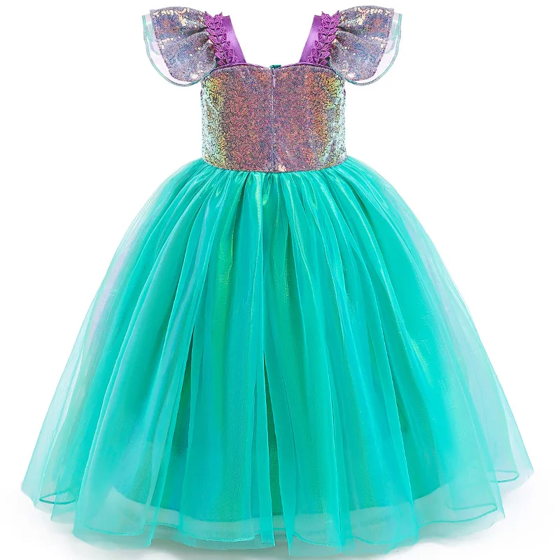 Fairy Tale Role Play Laser Shining Cute Girl Dress Mesh Princess Dress Christmas Birthday Gift Children's Stage Dress Clothes