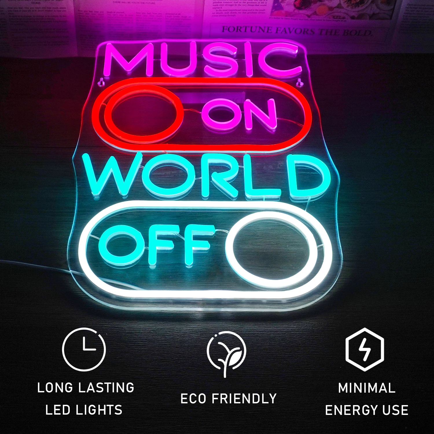 Musique sur le monde hors enseignes au néon pour décoration murale lumières Led créatives décoration de chambre pour chambre musique fête Bar danse Club Art signe