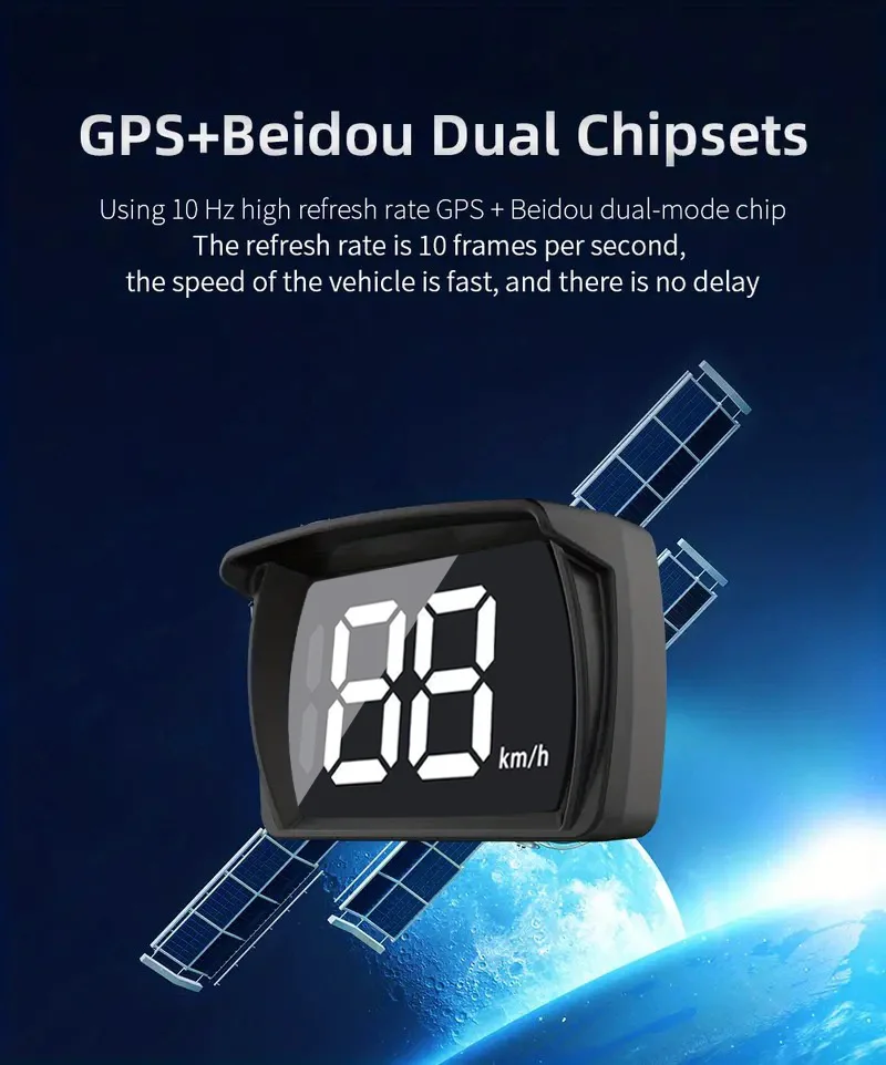 

Modern intelligent GPS car-mounted head-up display with high-definition speed, time and compass display.