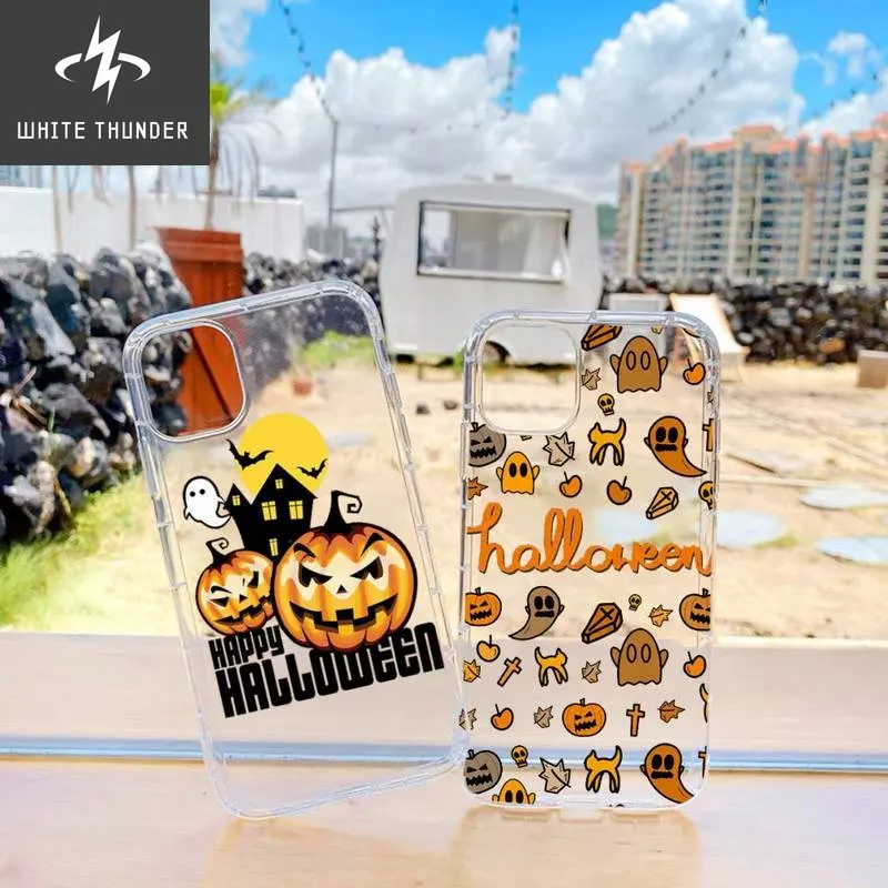 Happy Halloween Pumpkin Skeleton Ghost Phone Case Transparent Soft For Iphone 11 13 12 14 X Xs Xr Pro Max Mini