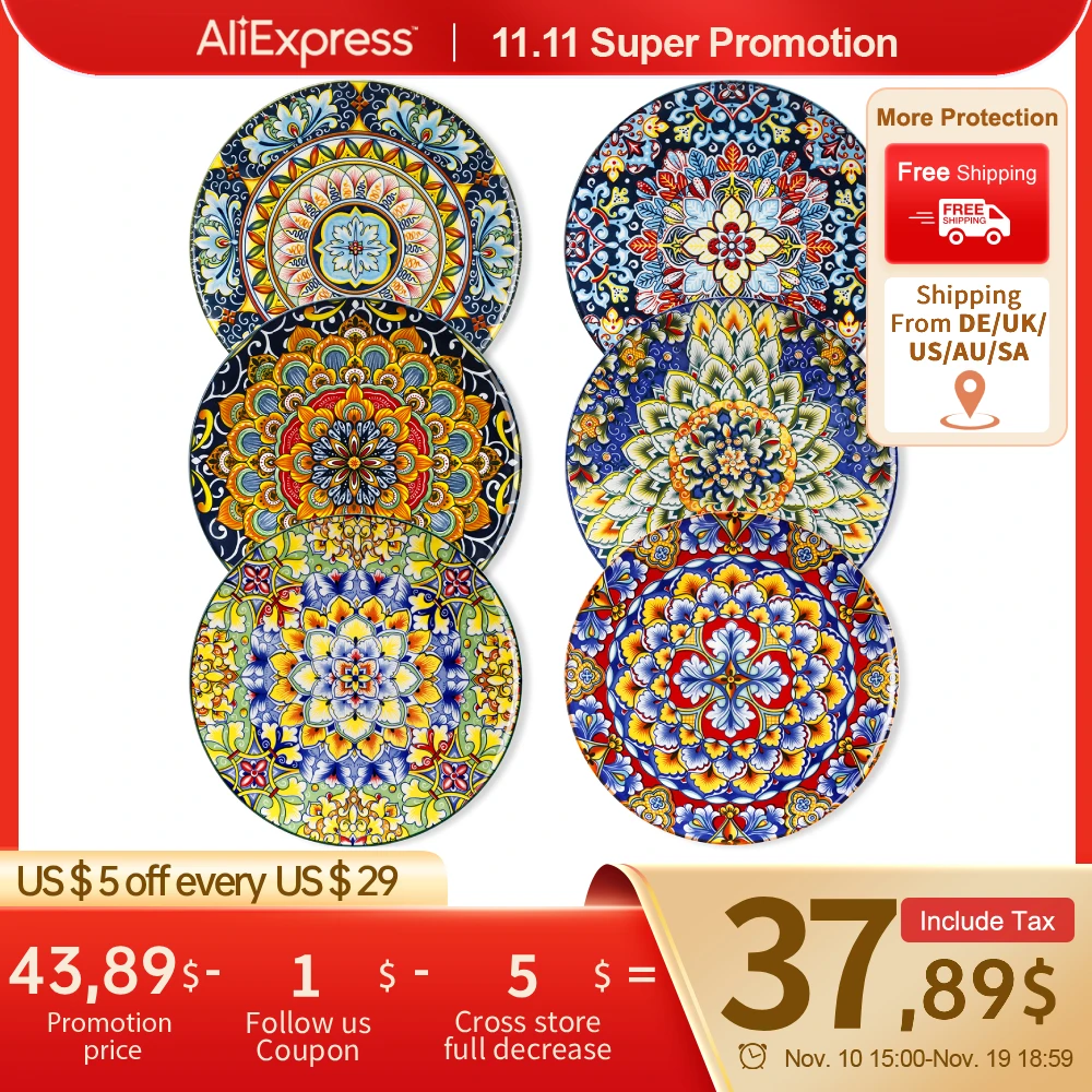 

vancasso 6/12 предметов, фарфоровые обеденные тарелки, набор тарелок для завтрака, устойчивые к царапинам плоские тарелки, набор столовой посуды на 6