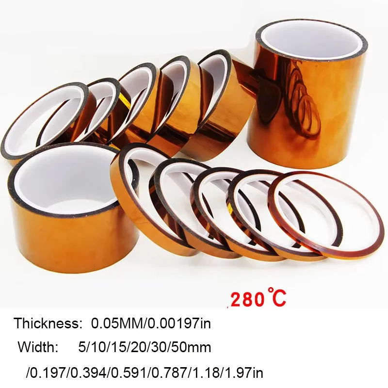 30M Long Gold Finger High Temperature Resistant Tape Polyimide Tape Multi Size Pet Anti Static Lithium Battery Insulation Tape