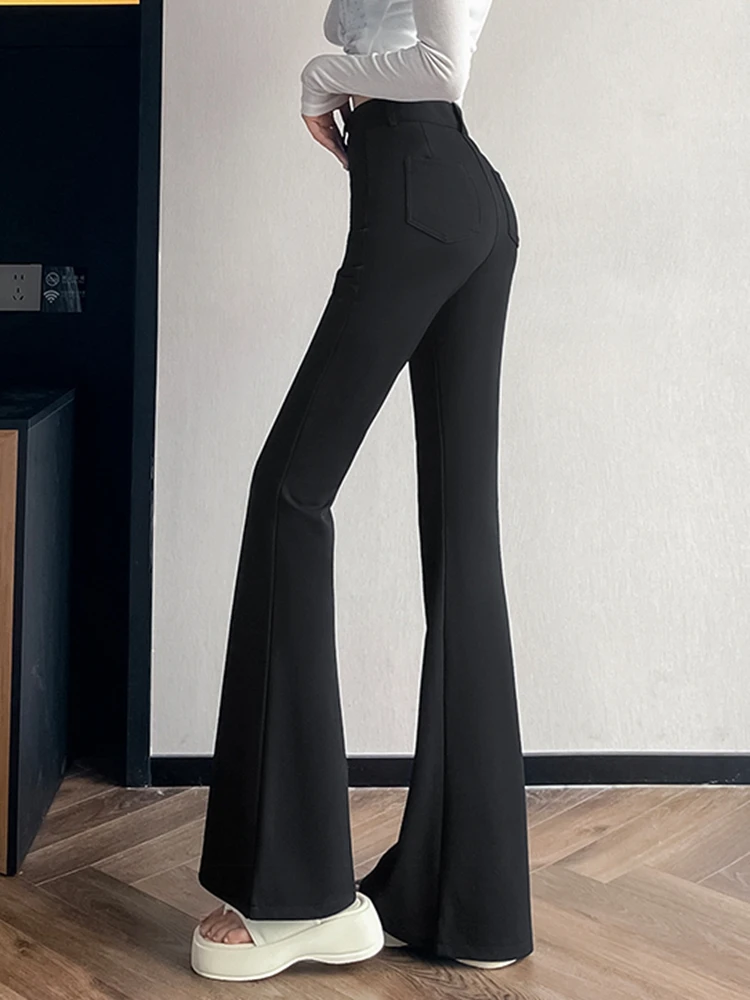 Elegante Sommer Schwarz Flare Hosen Frauen Hosen 2025, Koreanische Mode Y2k Kleidung Pantalones streetwear Hohe Taille Breite Bein Hosen