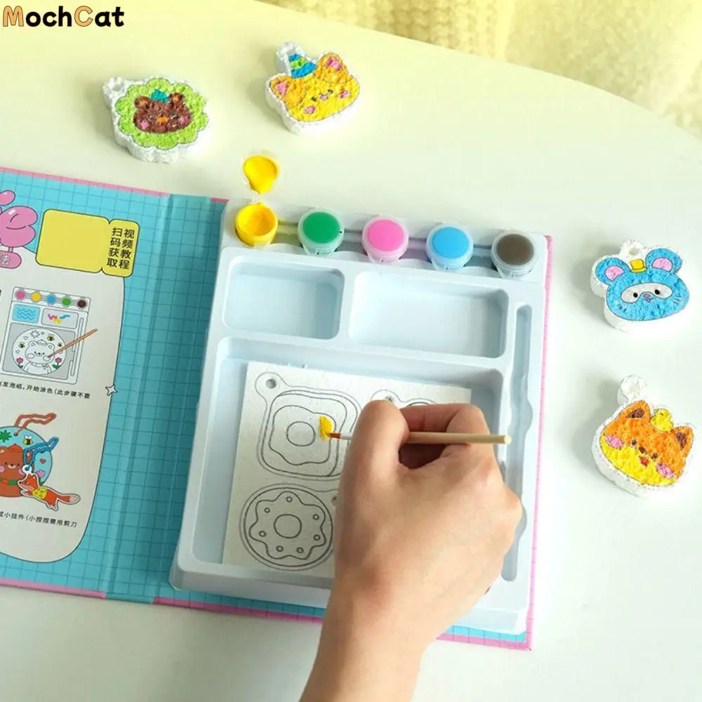 

С мольбертом DIY Puffy Paint Kit Puffy Effect Губка Текстура Картина Игрушка Креативный дизайн Красочные ручки 3D Рисунок Холст