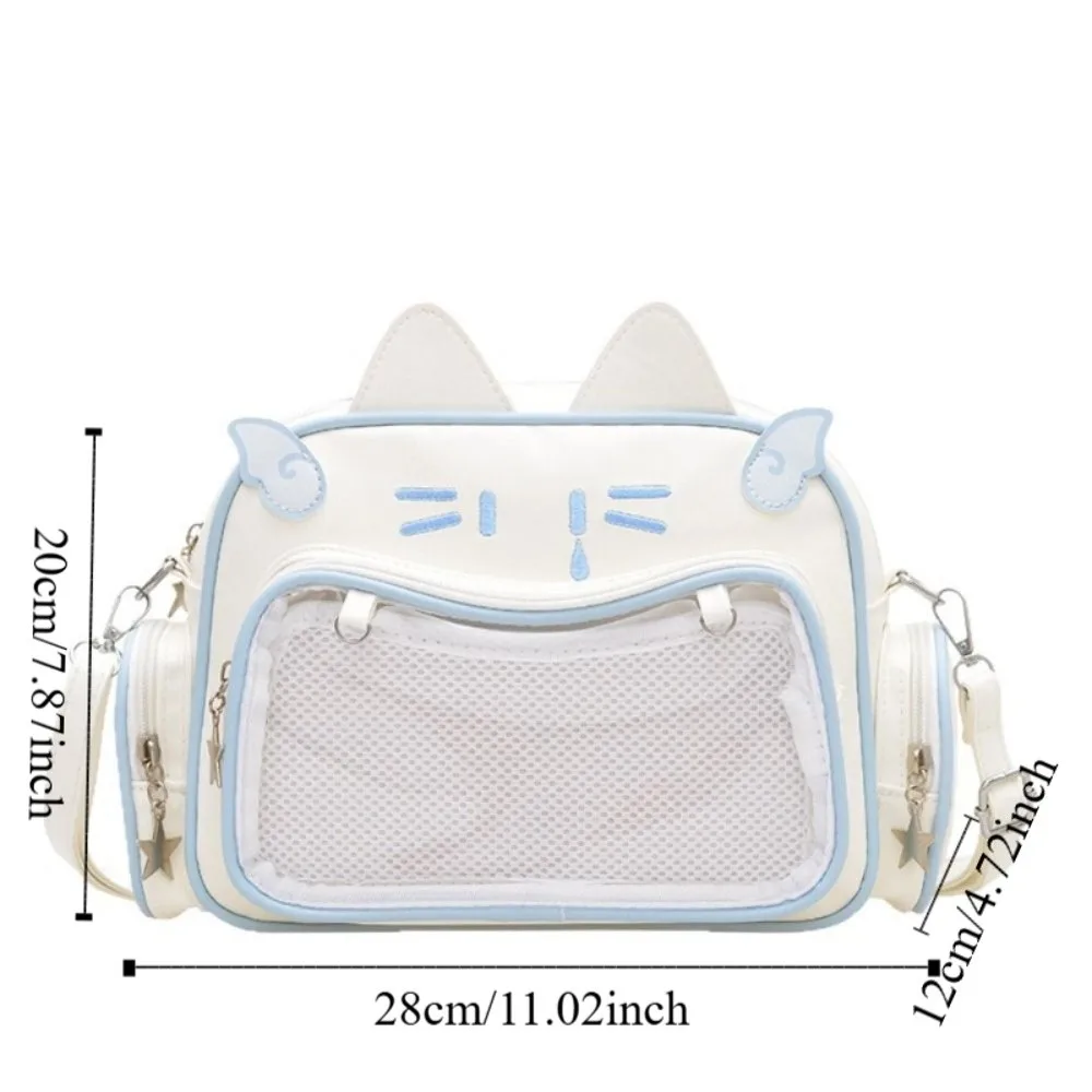 Adge عرض لطيف القط Itabag JK Kawaii Preppy نمط شفاف جيب حقيبة بولي Leather الجلود أنيمي شارة عرض الدمى حمل حقيبة في الهواء الطلق