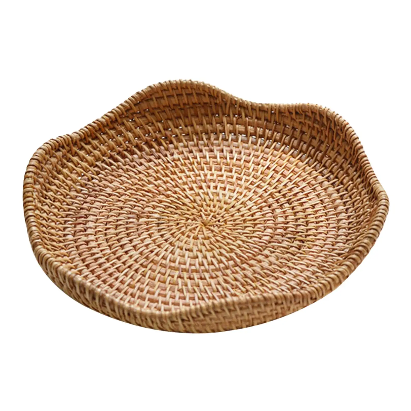 Plateau de service rond en rotin, conteneur tissé à la main, plateau en osier pour légumes, en-cas, pain, décoration de salon, salle de bain