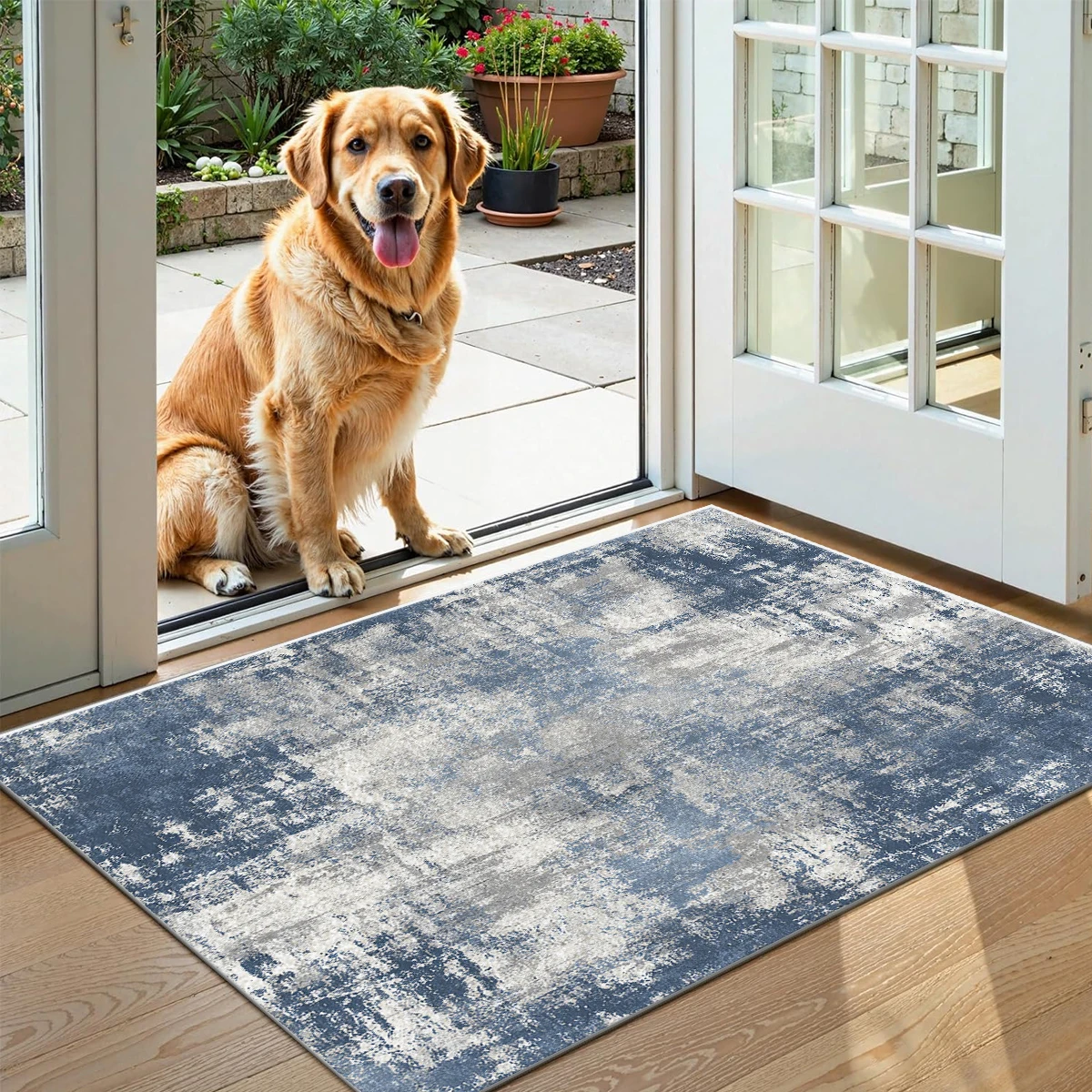 

Soft Area Rug for Living Room Non-Slip Large Blue Bedroom Carpet Bedside Floor Mat Nordic Abstract Style Carpets Home Decoration