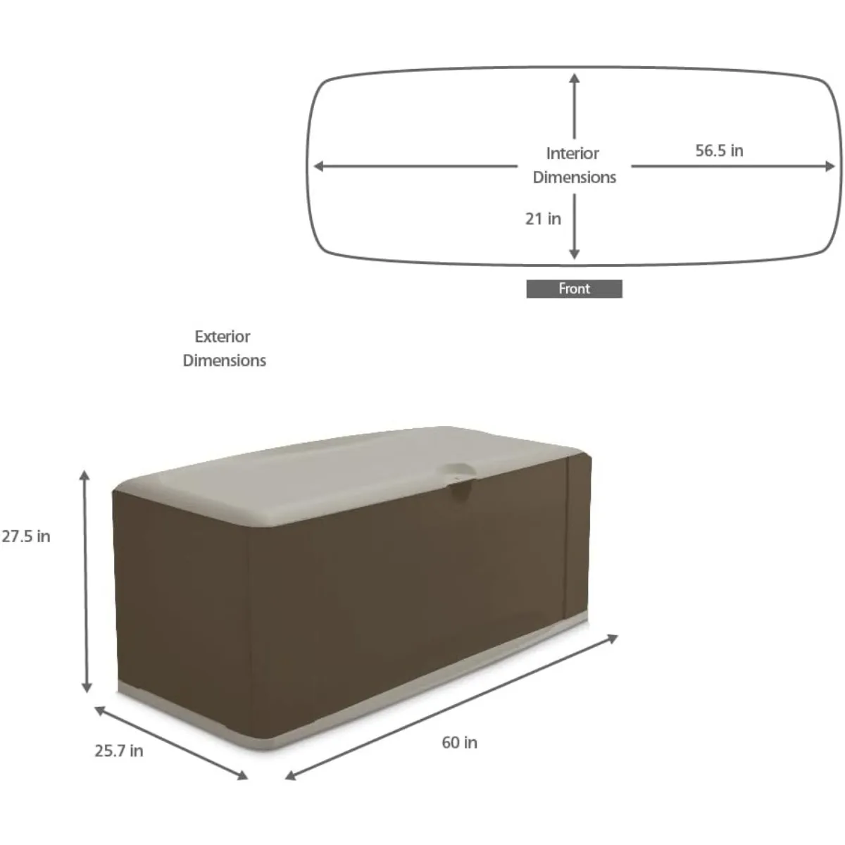 Extra Large Resin Outdoor Storage Deck Box with Seat (120 Gal), Weather Resistant, Brown, Deck Organization