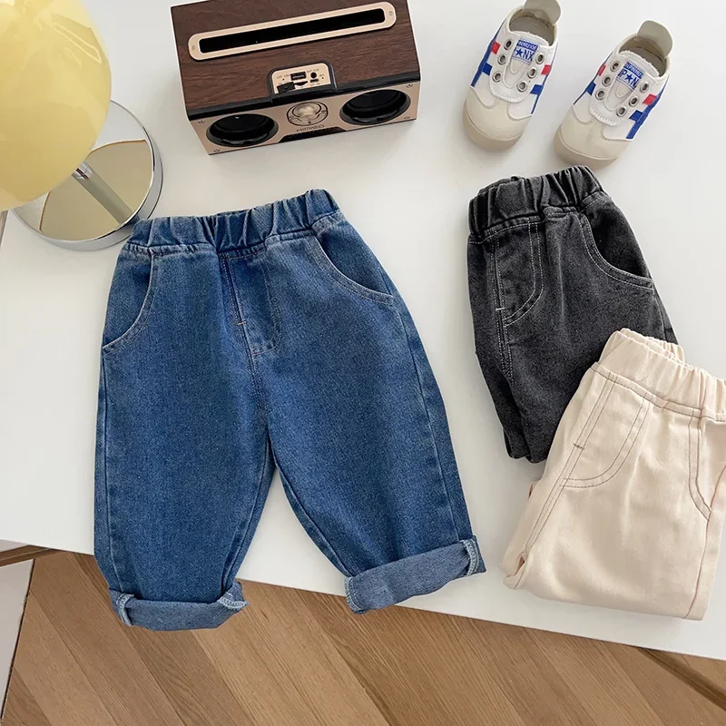 Pantaloni per bambini Jeans per bambini solidi Pantaloni casual in denim per ragazzi Pantaloni morbidi per ragazze alla moda Bambini 6-9M 1 2 3 4 5 anni
