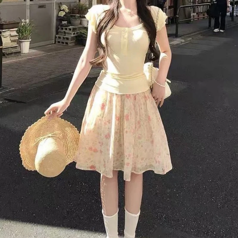 Womens Floral Print A Line Casual Skirt