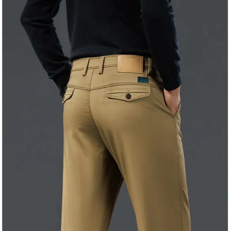 

Fleece Velvet Warm Winter Cargo Pants Men Clothing Thicken Khaki Black Gray Straight Loose Cargo Mens Trousers Size 40 42 44