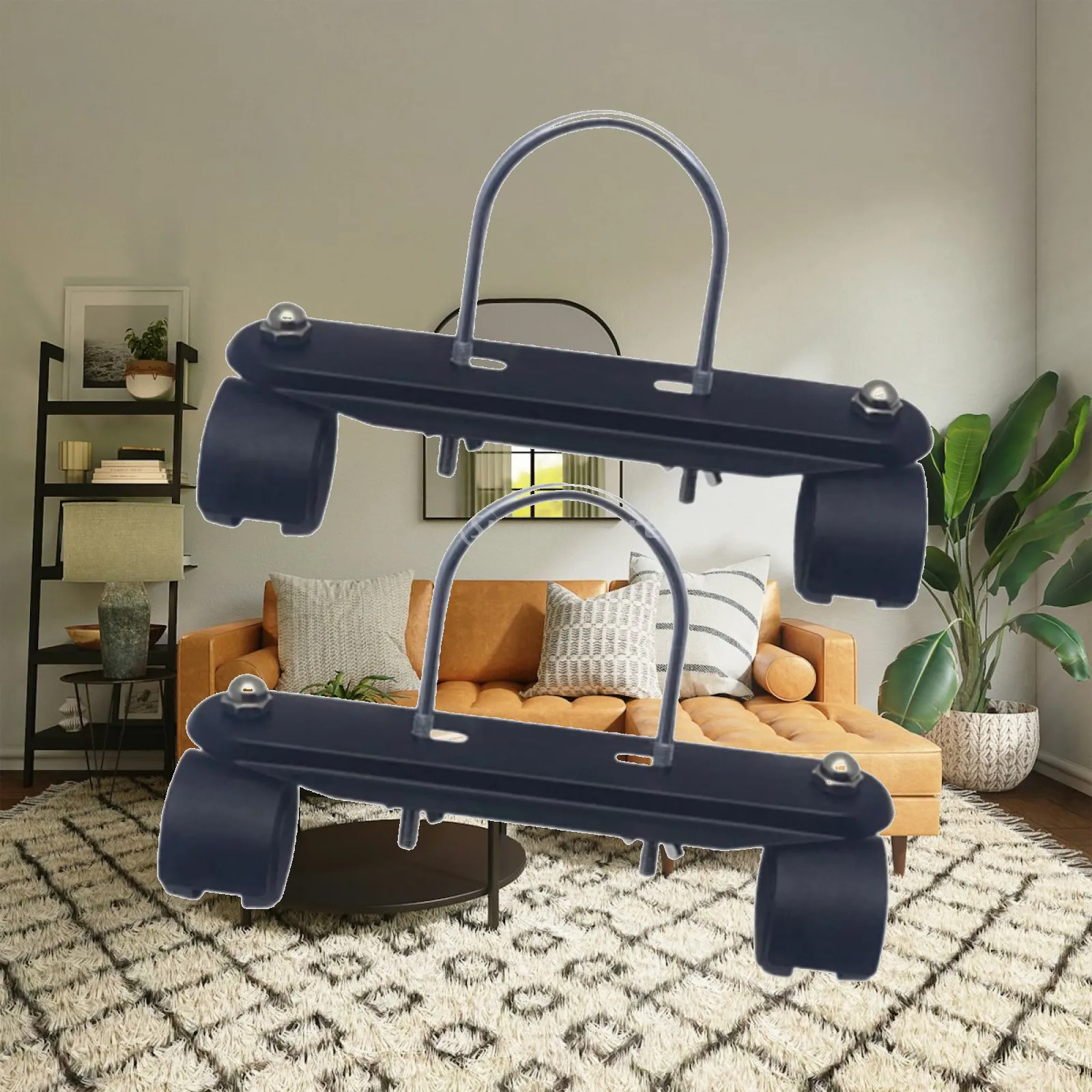 Universal Electric Heater Support Base Carbon Steel Caster Bracket with 360 Rotating Wheels for Home Heater Repair