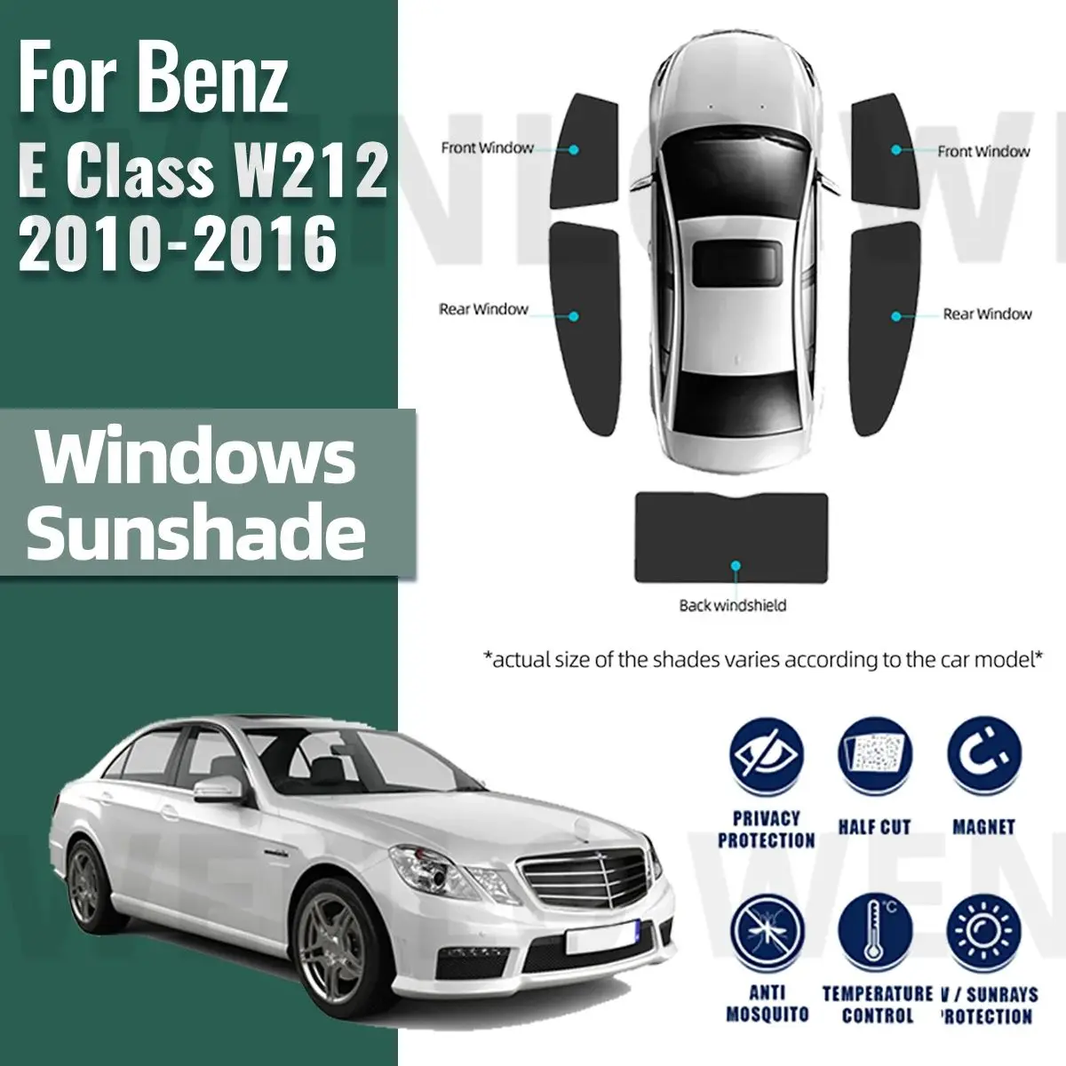 For Mercedes Benz E Class W212 2010-2016 Car Sunshade Shield Front Windshield Frame Blind Curtain Rear Side Window Sun Shade