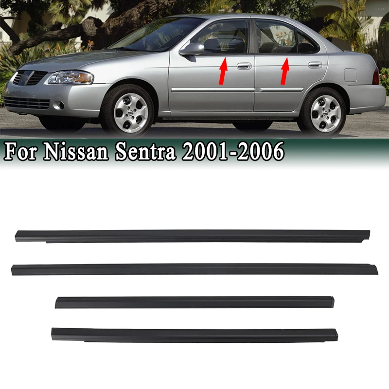 

Уплотнители окон (4 шт.) для Nissan Sentra 2001-2006, внешние, для боковых дверей, молдинги, уплотнительные ленты, артикулы 80820-5M00A, 80821-5M00A