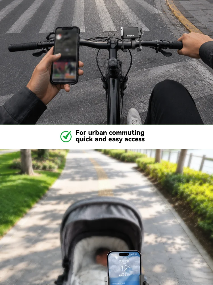 Easydo Fahrrad-Handyhalterung E-Scooter Fahrradlenker-Handyhalterung Aluminium Stoßfeste Rennrad-Vorbau-Handyhalterung für 4,7-7,2" – Detail 10
