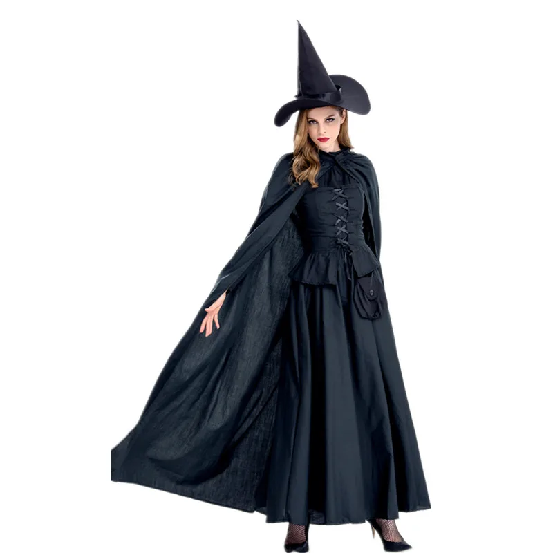 Costume da Halloween per adulti Magic Bla Witch Queen Terror Cosplay Performance Gown Abiti per spettacoli teatrali