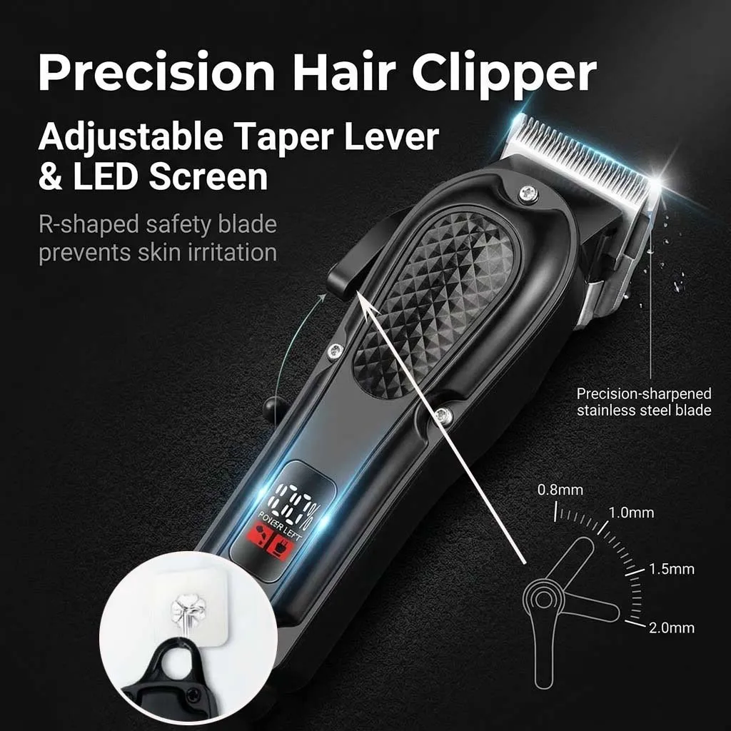 4 in 1 Men's Hair Clipper Set, Cordless Electric Trimmer, Foil Shaver & Nose Trimmer Kit,Beard Cutter, USB Rechargeable Grooming Kit with LED Display, Multiple Guide comb view 6