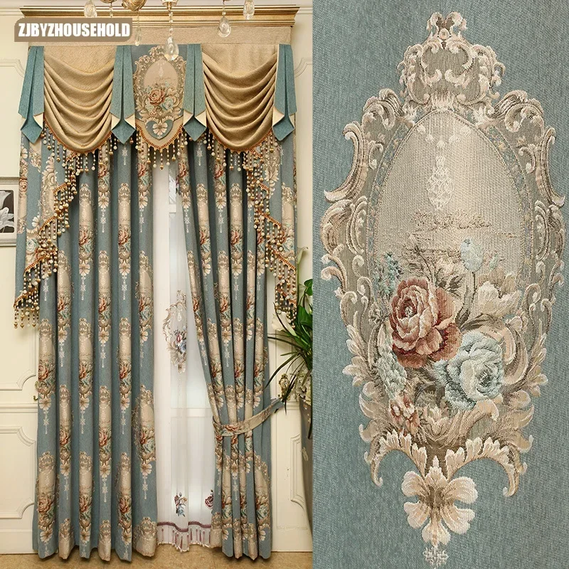 

European Style Curtains for Living Dining Room Bedroomnew Manufacturer Thickened Chenille Jacquard Embossed Embroidered Curtain