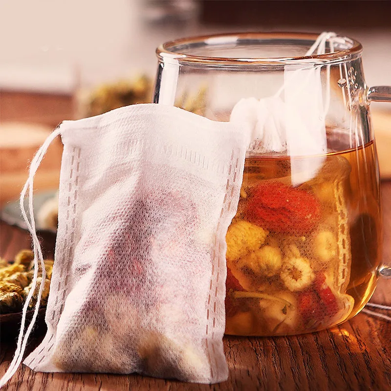 Disposable Tea Bags Tea Filter Bags for Spice Tea Infuser with String Non-woven Fabric Empty Tea Bags Nylon Filter Bags Teabags