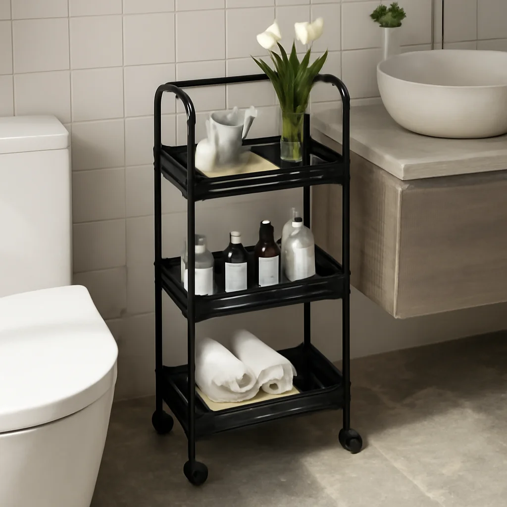 

Home Floor Toilet Seam Storage Rack Toilet Creative Wheeled Storage Shelf Moving Function Light and Luxury Bathroom Shelves