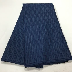 2024 Dubai Original Embroidery Cotton Lace Fabric High Quality 5 Yards Men's Swiss Voile Lace African Fabric for Dress Sew A3815